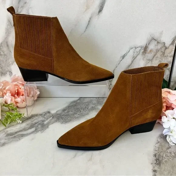 MARC FISHER Yarita Pointed Toe Bootie In Cognac Leather Size 6 NEW - Picture 5 of 14